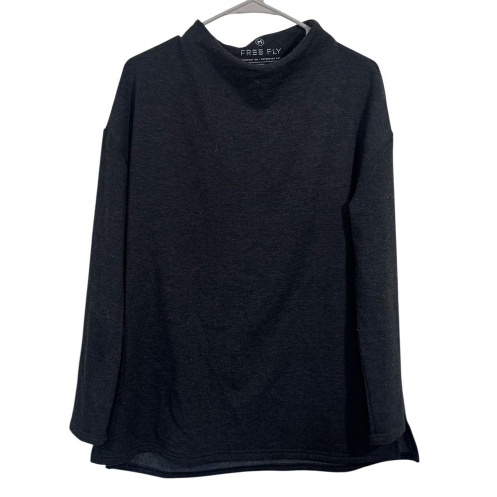 Free Fly Bamboo Charcoal Grey Mock Neck Athletic Sweatshirt